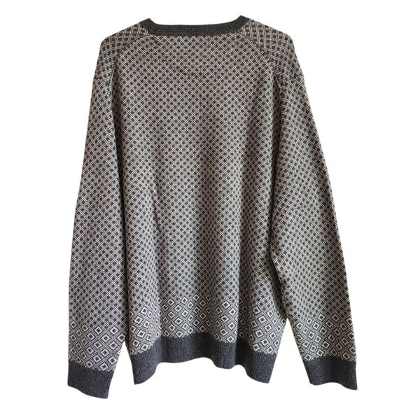 4XL Sweater Gray White Jos A Bank V Neck Nordic New Winter Wool Blend 4XB Jumper - Picture 3 of 17